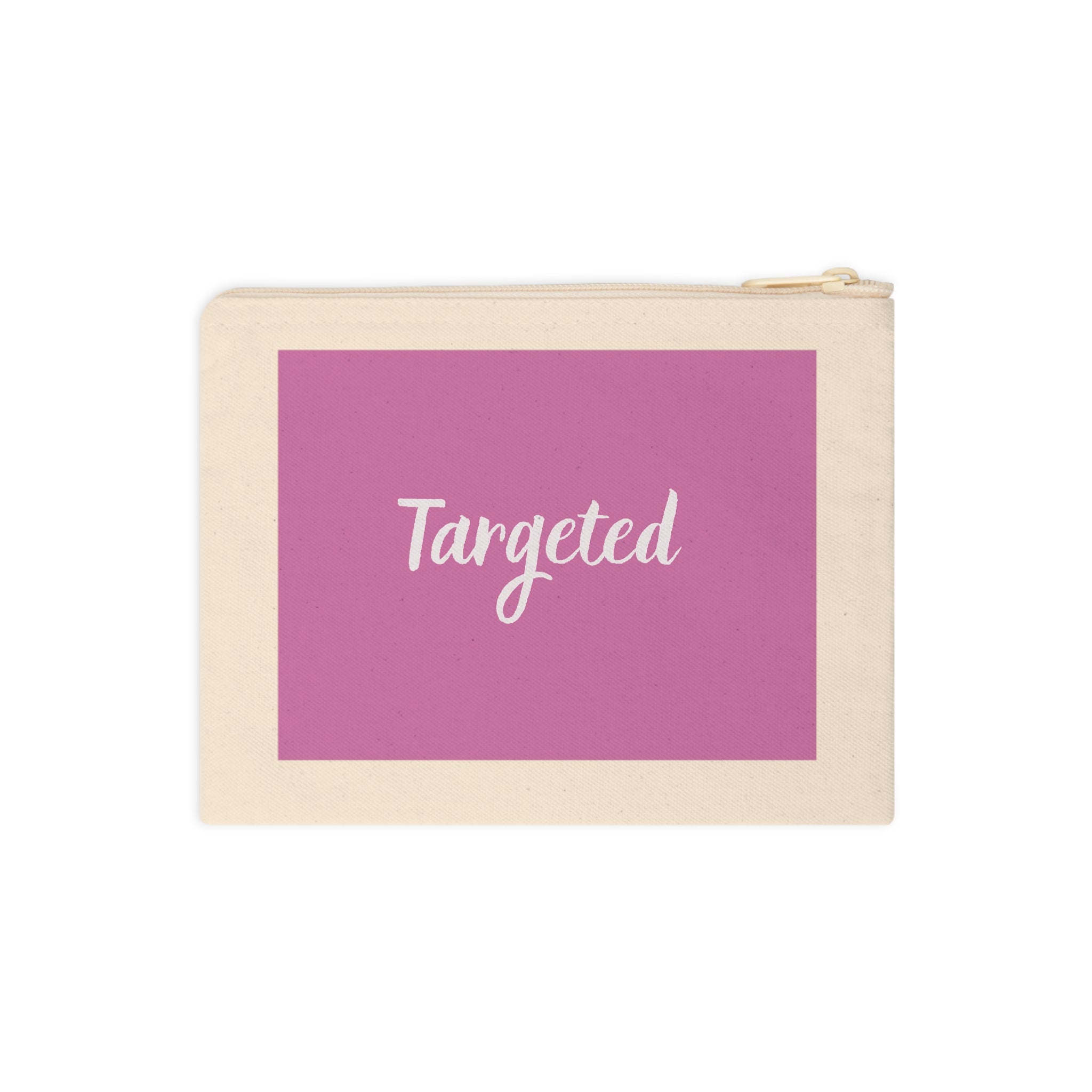Targeted Pink Accessory Zipper Pouch — Cosmetic & Travel Makeup Bag