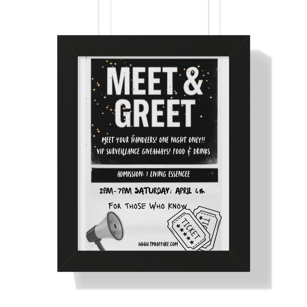 Meet & Greet your Handler Framed Poster, Vertical Wall Art, Custom Event Decor, Unique Gift for Event Planners, Personalized Home Decor