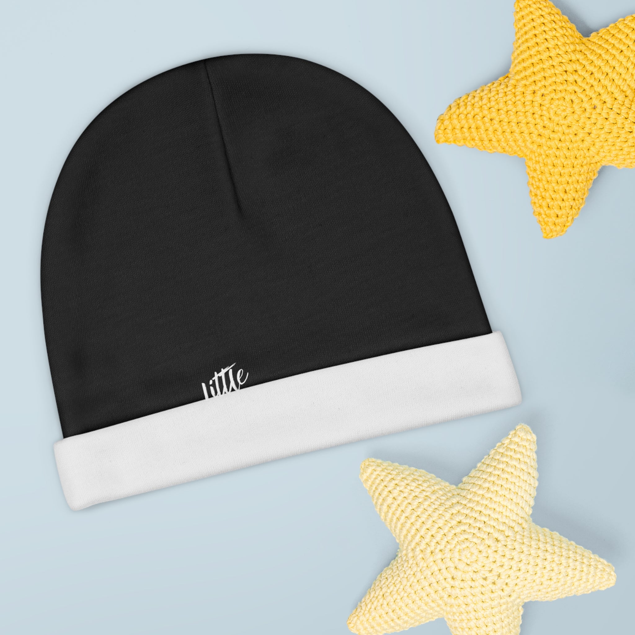 Black "Little Targeted Individual" " Minimal Infant Knit Hat