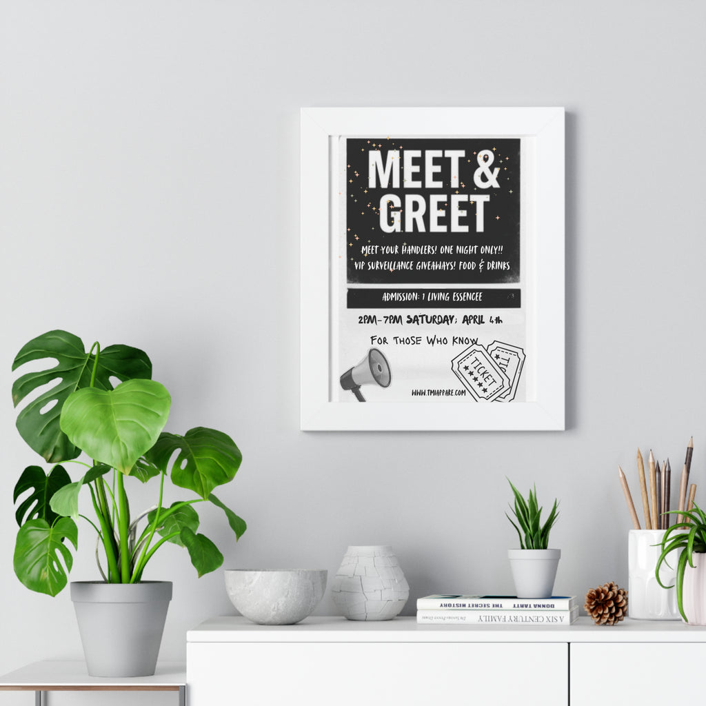 Meet & Greet your Handler Framed Poster, Vertical Wall Art, Custom Event Decor, Unique Gift for Event Planners, Personalized Home Decor