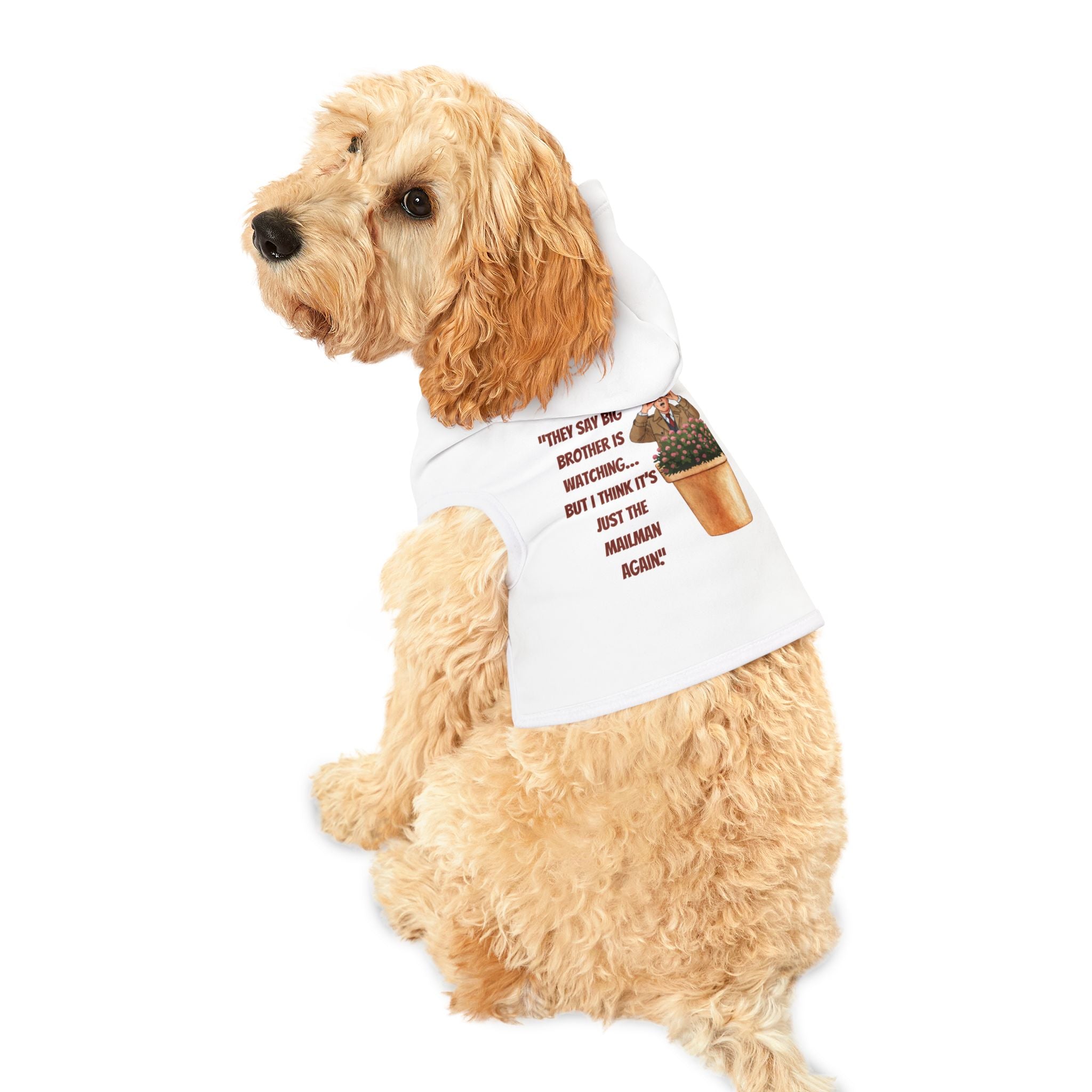 Pet Hoodie — Cute Mailman Cactus Design: “They Say Big Brother Is Watching…But I Think It’s Just The Mailman Again.”