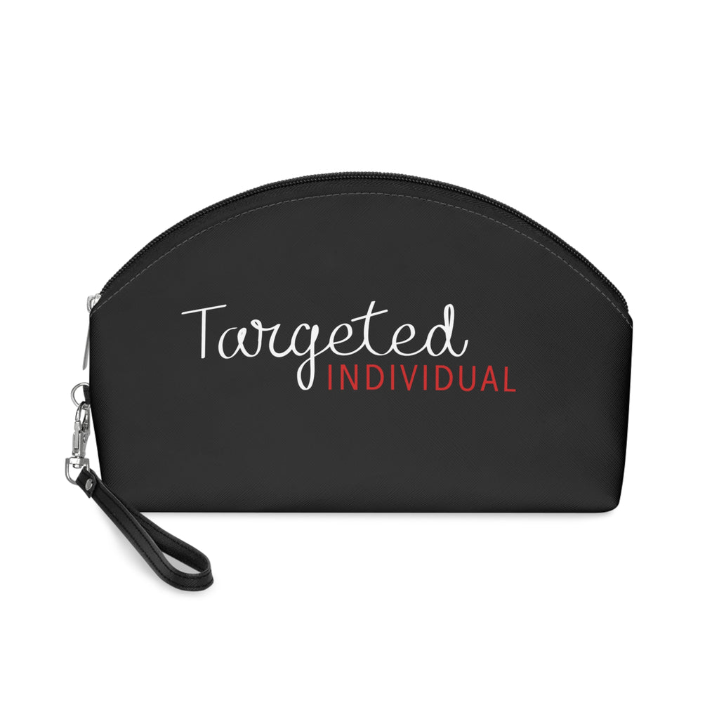 Targeted Individual Makeup Bag – Black Cosmetic Pouch with Script Text